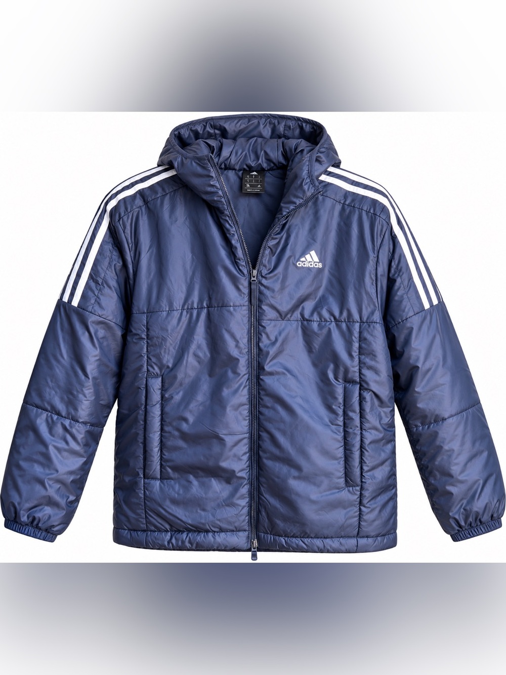 adidas Essentials Insulated Hooded Jacket Men’s Large Navy Blue 3-Stripes